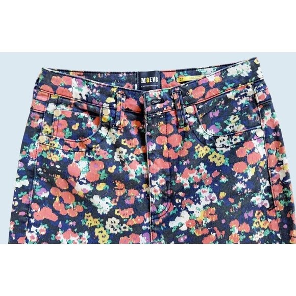 ANTHROPOLOGIE / Maeve Gardenia Floral High Rise Straight Leg Jeans Size 27 - Picture 3 of 8